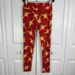 Lularoe Women's Leggings One Size Red Cupid Cherub Angels